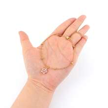 1pc Classic Simple Five-Petal Flower Pendant Golden Stainless Steel Bead Chain Anklets For Women - Flower - View 3
