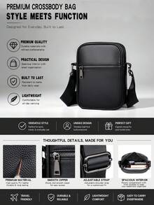 saroxi 1pc Men's Crossbody Bag, Side Pocket Bag, Shoulder Bag, Square Pouch Bag, Multi-Functional For Commuting And Casual, Minimalist Style Black Phone Bag, Gift For Men - Multicolor - View 2