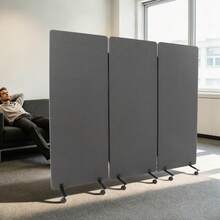 SENDERPICK Room Divider Sound-Repellent Privacy Panel With Wheels 3-Panel Portable Office Divider For Room Partition - Dark Grey - View 5