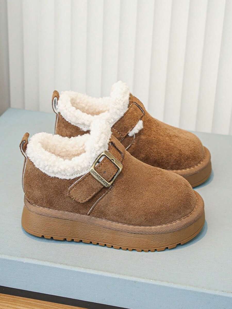 Girls' Autumn/Winter Ankle Boots, Plush Thick Lining, Thick Sole, Anti-Slip, Warm Baby Winter Boots - Camel - View 1
