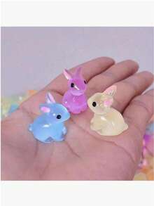 Small Glowing Rabbit Model, Home Decor, Suitable For Holiday Decoration, Potted Plants And Garden, Colorful Glowing Crystal Duck Statue, Ideal Gift For Christmas And Mother's Day - Multicolor - View 4
