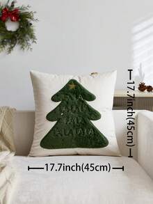 1件米色聖誕樹刺繡枕套,聖誕Falala枕套,適用於室內裝飾,聖誕裝飾,四季通用枕套,不含枕芯 - 米色 - 查看 4