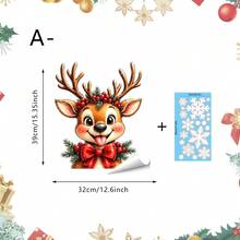 1/4pcs Cute Funny Reindeer Santa Hat Window Decals, Double-Sided Reusable PVC Static Adhesive Glass Stickers, Suitable For Living Room, Balcony, Bedroom, Christmas Home Decorations - Multicolor - View 14