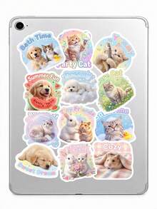 50pcs Cute Pet Animal Sticker Pack, Mixed Cute Puppy, Kitten, Rabbit, Hamster Theme Stickers, Suitable For Teenagers' Planner, Scrapbook And Daily Items DIY Decoration Sticker Accessories - Multicolor - View 4