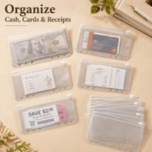 8/16pcs A6 Zipper Transparent Envelopes, Loose-Leaf Binder Pockets, 6-Hole Budget Cash Envelopes Storage Bags, Transparent Zipper Folders Loose-Leaf Bags, For 6-Ring Budget Binders, Waterproof PVC Document Bags Archiving Bags, Reusable Gift Bags, Storage Bags, Document Bags, Receipt Books, Suitable For Home And Office Use, Organization - Sets - View 8