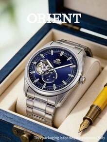 Jam Tangan Mekanik Otomatis ORIENT Pria, Baja Tahan Karat, Dial Skeleton Biru Tua, Sub-Dial Indikator Cadangan Daya, Gelang Logam Perak, Jam Tangan Kasual Bisnis - RA-AR0003L - View 4