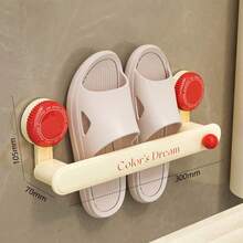 1pc Dopamine Suction Cup Towel Rack, Wall-Mounted Home Bathroom, No Drilling Required, Can Store Slippers, With Towel And Slipper Hooks - Multicolor - View 15