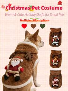 Christmas Pet Clothing, Warm Fleece Dog Vest, 3D Pattern, Cute Holiday Outfit, Suitable For Small Dogs And Cats, Christmas Party Pet Clothes - Camel - View 9