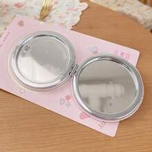 Miniso Series Double‑Sided Folding Compact Mirror, Square & Round Shapes For Option, Cute Cartoon Pocket Makeup Mirror, Portable Mini Hand Mirror For Handbag, Travel & Daily Makeup Touch‑Up‑1pc - Multicolor - View 4