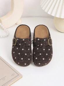 Children's Closed-Toe Home Slippers, Suede Slip-On Style, Cozv Indoor Shoes, Suitable For School And Daily Outings - Brown - View 4