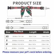 Festive Christmas Dog Collar With Bow Tie, Red Green Plaid Detachable Sailor Bow Dog Collar, Adjustable Durable Buckle Pet Collar For Dogs Xmas Holiday Party Costume Photo Props Daily Use - Multicolor - View 2