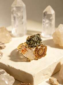 (Batu Alam dan Bentuk Kerang Warna Acak) 1 buah Cincin Wanita Elegan Bergaya dengan Batu Alam Amethyst Citrine dan Bahan Emas Tembaga (Cocok untuk Hadiah Kasual dan Pemakaian Sehari-hari) - Gaya 1 - View 20