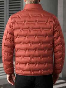 Men's Lightweight Casual Versatile Cotton Padded Stand Collar Jacket Coat, Suitable For Daily Wear, Commuting And Outdoor - Red - View 2