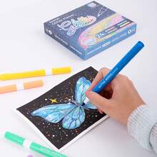 SASPOO 60/48/36/24/12 Colors Glitter Markers, Colorful Markers, Coloring Markers Set, Suitable For Painting, Illustration, Handicrafts, Back To School Season For Coloring Books And Other DIY Projects, Applicable To Paper, Fabric, Wood, Rock, Plastic, Glass, Ceramic, Pumpkin, Metal, Etc., Easter, Thanksgiving, Halloween, Christmas Gifts And Supplies - Multicolor - View 1