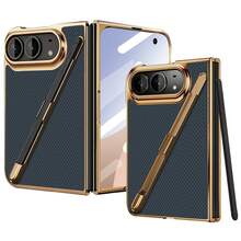 VIETAO 電鍍設計內置筆手機殼，碳纖維紋路手機保護殼，相容 Galaxy Z Fold 8 Ultra 7 6 5 4 與 Duo - 藍色 - 查看 15