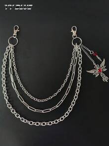 1pc Gothic Cross Pant Chain Red Eye Waist Chain Men's Women's Party Outfit Accessory Gift Jewelry - Multicolor - View 5