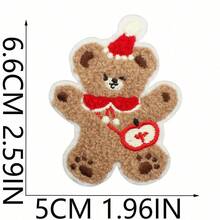 6pcs Curly Cartoon Cute Bear Embroidered Fabric Patch, Apple Bear Computer Embroidery Label, Brown Bear Patch Suitable For Clothes, Hats, Bags, Jeans, Shirts, ZLY Decorative Patch - Multicolor - View 8