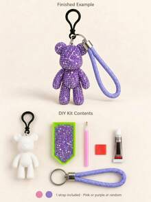 1pc DIY Rhinestone Bear Pendant Handmade Kit, Shiny Crystal Bead Bear Pendant With Wrist Strap, Includes Rhinestone Pen And Glue, Handmade Bag Charm Keychain Accessory, Suitable For DIY Crafts, Birthday Gifts, Holiday Gifts, Party Favors And Travel - Diamond DIY Kit - View 15