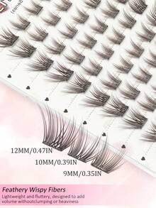 60pcs Black & Brown Self-Adhesive False Eyelash Clusters, Natural Look, DIY Eyelash Extension, Cartoon Style, Easy To Use, Suitable For Beginners, For Home, Travel, Party, Glue-Free False Eyelashes - C - View 4