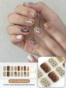 Christmas Semi Cured Gel Nail Strips, 20Pcs Long Lasting Salon Quality Wraps, Easy Apply & Remove Gel Nail Stickers With UV Light - Multicolor - View 8