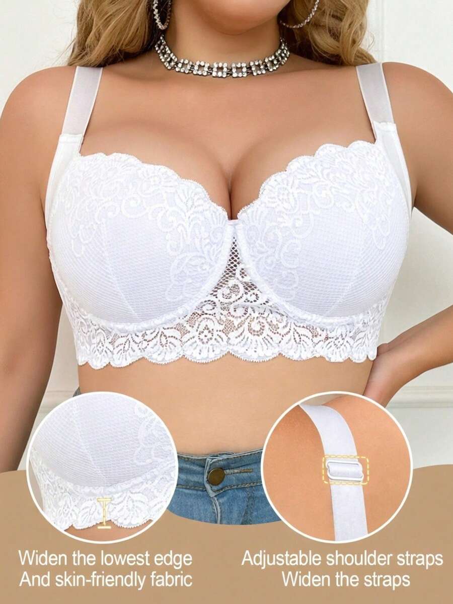 mimilemon Sexy Plus Size Lace Underwire Push-Up Bra - Anti-Sagging Lift Support All-Day Comfort