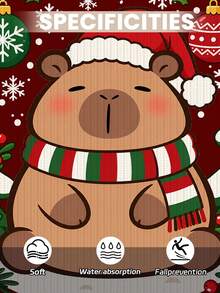 1pc Christmas Outdoor Non-Slip Door Mat With Cute Capybara Christmas Tree Pattern, Bathroom Mat, Kitchen Mat, Christmas Theme Decorative Rug, Multi-Functional Mat, Hallway Carpet, Soft And Convenient Non-Slip, Suitable For Kitchen Indoor/Outdoor Entrance, Bedroom, Home Decor, Machine Washable - Multicolor - View 5