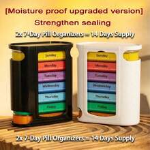 2/1pc 28-Compartment 7-Day Portable Pill Box, Stackable Daily Pill Organizer - (4 Times Per Day) Weekly Medication Reminder - Premium Weekly Morning/Evening Pill Box For Morning, Noon, Evening And Bedtime Medication, With 7 Separate Stackable Compartments, Daily Medication Organizer, Also Suitable For Storing Vitamins, Travel Essentials, Mother's Day, Pill Box, Gift For Seniors - Multicolor - View 18