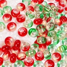 10/20/50PCS Christmas Acrylic Rondelle Beads 9*14mm Large Hole Wheel Spacer Beads With Inner Glitter For Jewelry Phone Chain Necklace Making Gift - Multicolor - View 5