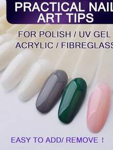 50pcs White False Nails, Nail Polish Gel Color CardDisplay Stand, Practice Training Fan-Shaped DisplayRod, Manicure Tools, Home DIY Nail Polish Board - White - View 4