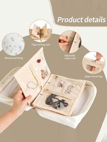 Travel Jewelry Organizer Case, Jewelry Print,Travel Jewelry Box Jewelrys Storage Book With 6 Plastic Pouches Portable Jewelrys Organizer,Earring - Multicolor - View 10