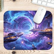 1pc Galaxy Space Gaming Mouse Pad, Futuristic Spaceship And Cosmic Portal Artwork, Large Extended Desk Mat For Keyboard And Mouse, Non-Slip Computer Pad For Gamer Room, Office And Home Setup - View 6