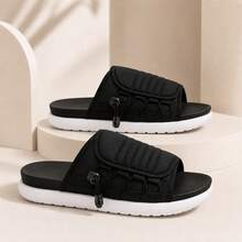 Chinelo Slide Masculino Ajustável Acolchoado Preto Solado Branco - Preto - Visão 9