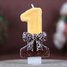 1pc Digital Birthday Candle Leopard Print Bow Cute Girly Atmosphere Color Block Handmade Candle Birthday Party Theme Party Cake Decoration Candle Number Candle - View 18