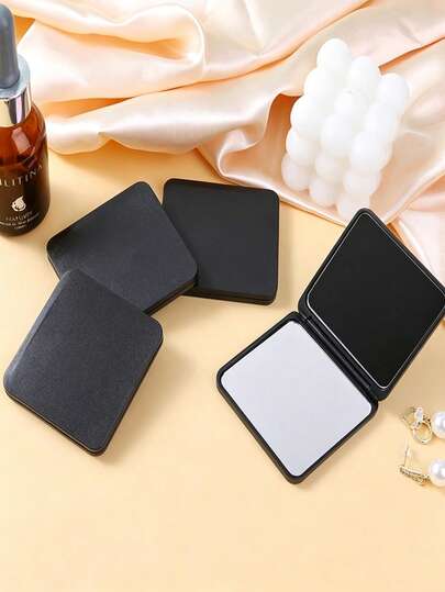 2pcs Minimalist Black Square Double-Sided Folding Makeup Mirror, High-Definition Mirror Surface Pocket Portable Small Mirror, Portable Mini Handheld Makeup Mirror, Travel Carry-On, Daily Quick Makeup Touch-Up, Women Girls Students Makeup Accessory, Makeup Small Mirror, Flip Cover Makeup Mirror, Portable Makeup Mirror, Pocket Small Mirror, Portable Makeup Mirror, Desktop Makeup Mirror, Girls Makeup Supplies, Portable Makeup Tool, Gift Small Mirror Mirror Comb Bathroom Bathroom Accessories Bathroom Set Travel Small Mirror