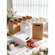 6pcs Kraft Paper Gift Bags With Window, Foldable Blank Paper Storage Bags, Small Decorative Accessory Universal Packaging Bags, Suitable For Easter, Halloween, Wedding, Birthday Party, Holiday Return Gifts, Handmade Small Items Storage, Multi-Scenario Universal - Multicolor - View 7