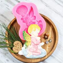 1pc Wishing Angel Shaped Silicone Mold, Handmade Simple Decorative Props, Easy Demolding, Reusable Silicone Mold - Pink - View 2