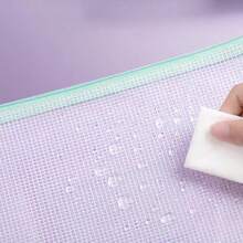 Morandi A4 Zipper File Bag, Thick Waterproof Transparent Document Storage Bag, Suitable For School And Office, Can Store Papers And Test Papers, In Stock. - Pink - View 7