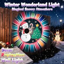 Solar Powered Outdoor Christmas Projection Wall Light, Snowman & Christmas Tree Theme Holiday Atmosphere Decorative Light. Compact Light Body Projects Cute Red Hat Snowman, Decorated Christmas Tree, Candy Cane & Snowflake, Surrounded By Colorful Radiant Light, Ring-Shaped Light Effect Is Stunning, Excellent Visual Effect On Wooden Wall, Perfect For Outdoor Yard Use - Chibi Multicolor Snowman and Tree Projection - View 5