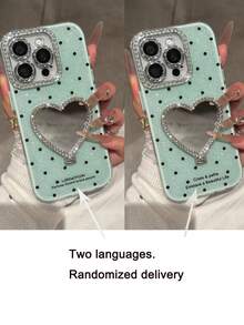 1件韓式波點愛心化妝鏡手機殼，附支架防震保護殼，適用於 iPhone 17Pro Max 17Pro 17 16Pro Max 16Pro 16 15 14 13 12 Pro Max 11 智慧型手機。生日/母親節送給女孩/女性的理想禮物。適用於 iPhone 18Pro Max 18Pro 18 智慧型手機保護殼 - 綠色 - 查看 6