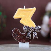 1pc Digital Birthday Candle Leopard Print Bow Cute Girly Atmosphere Color Block Handmade Candle Birthday Party Theme Party Cake Decoration Candle Number Candle - View 9