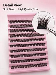 120pcs D Curl Natural Style Segmented False Eyelashes DIY Lash Extensions, Thin Cluster Fine Band Reusable Fake Lashes - D - View 3