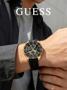 GUESS W1107G3 Odyssey Series Men's Watch Blue Panda Dial Multifunction Chronograph Gold Steel Band Quartz Watch - Watch - View 11