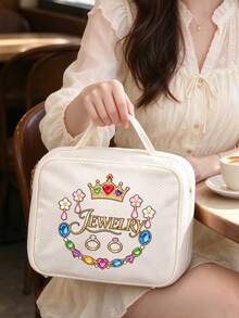 Travel Jewelry Organizer Case, Jewelry Print,Travel Jewelry Box Jewelrys Storage Book With 6 Plastic Pouches Portable Jewelrys Organizer,Earring - Multicolor - View 4