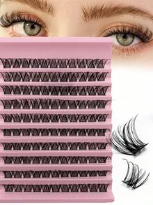 120pcs D Curl Natural Style Segmented False Eyelashes DIY Lash Extensions, Thin Cluster Fine Band Reusable Fake Lashes - D - View 1