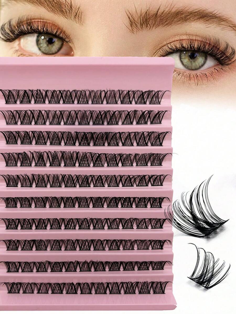 120pcs D Curl Natural Style Segmented False Eyelashes DIY Lash Extensions, Thin Cluster Fine Band Reusable Fake Lashes - D - View 1