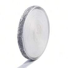 5 Yards Silver Glitter Ribbon, 3.8cm Christmas Sequin Glitter Satin Ribbon, DIY Bow Handmade Supplies, Holiday Gift Box Packaging, Christmas Tree Decoration, Tableware Napkin Tie, Greeting Card Decoration, With Subtle Glitter, Winter Christmas Party Atmosphere Handmade Decorative Ribbon - Silver - View 9