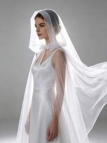 Ex 130cm/160cm/190cm Solid Black Mesh Cape With Hood, 3-Layer Mesh - Multicolor - View 2