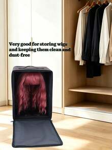 Wig Storage Box, Suitable For Wigs, Hair Extensions, Hair Pieces, Portable Wig Travel Storage Bag, Foldable Handheld Wig Bag, With Adjustable Steel Wig Display Stand, Travel Wig Packaging Box, Halloween - View 8