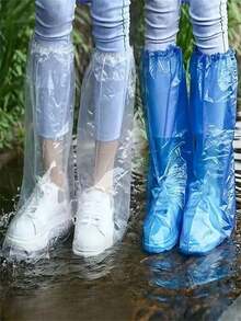 1 Pair Travel Waterproof Rain Shoe Covers, Durable And Sturdy, Suitable For Rainy Days. Waterproof Rain Shoe Covers, Elastic Design, Can Be Used With Raincoats And Umbrellas. Unisex Disposable Waterproof Shoe Covers, Durable And Sturdy, Non-Slip, Suitable For Gardening, Motorcycle Riding, Bicycle Riding And Other Rainy Day Activities. (Cuff Color Random) - Multicolor - View 7