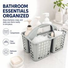 Multifunctional Portable Shower Caddy With Handle, Durable Plastic Bath Storage Basket, Suitable For Soap, Shampoo, Hair Care And Beauty Products, Home Dorm Bathroom Organizer And Countertop Cleaning Supplies Storage Box - Multicolor - View 3